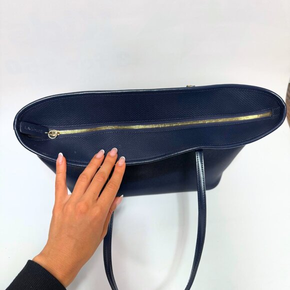 Lacoste Chantaco Bag | Coated Split Cow Leather | Carry-All Bag | Navy Blue - Picture 10 of 12